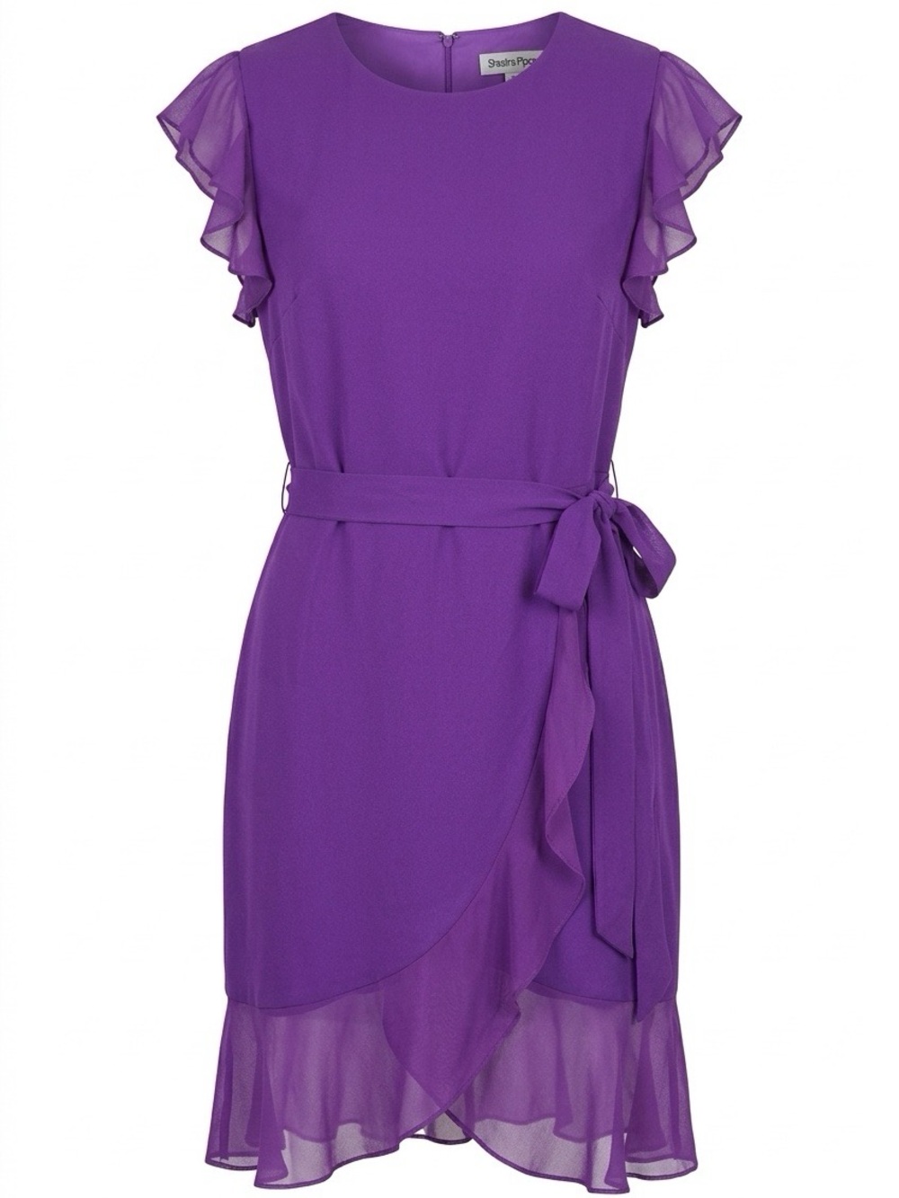 Shelby & Palmer Violet Ruffle-Sleeve Belted Dress